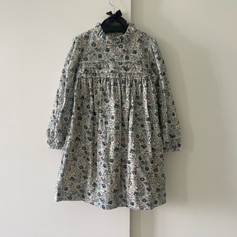 Bonpoint Floral Print corduroy Long-Sleeve Dress